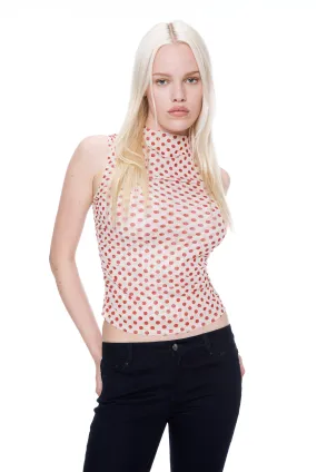 Soft Blended Fabric standard fit CAM TOP - WHITE POLKA DOT