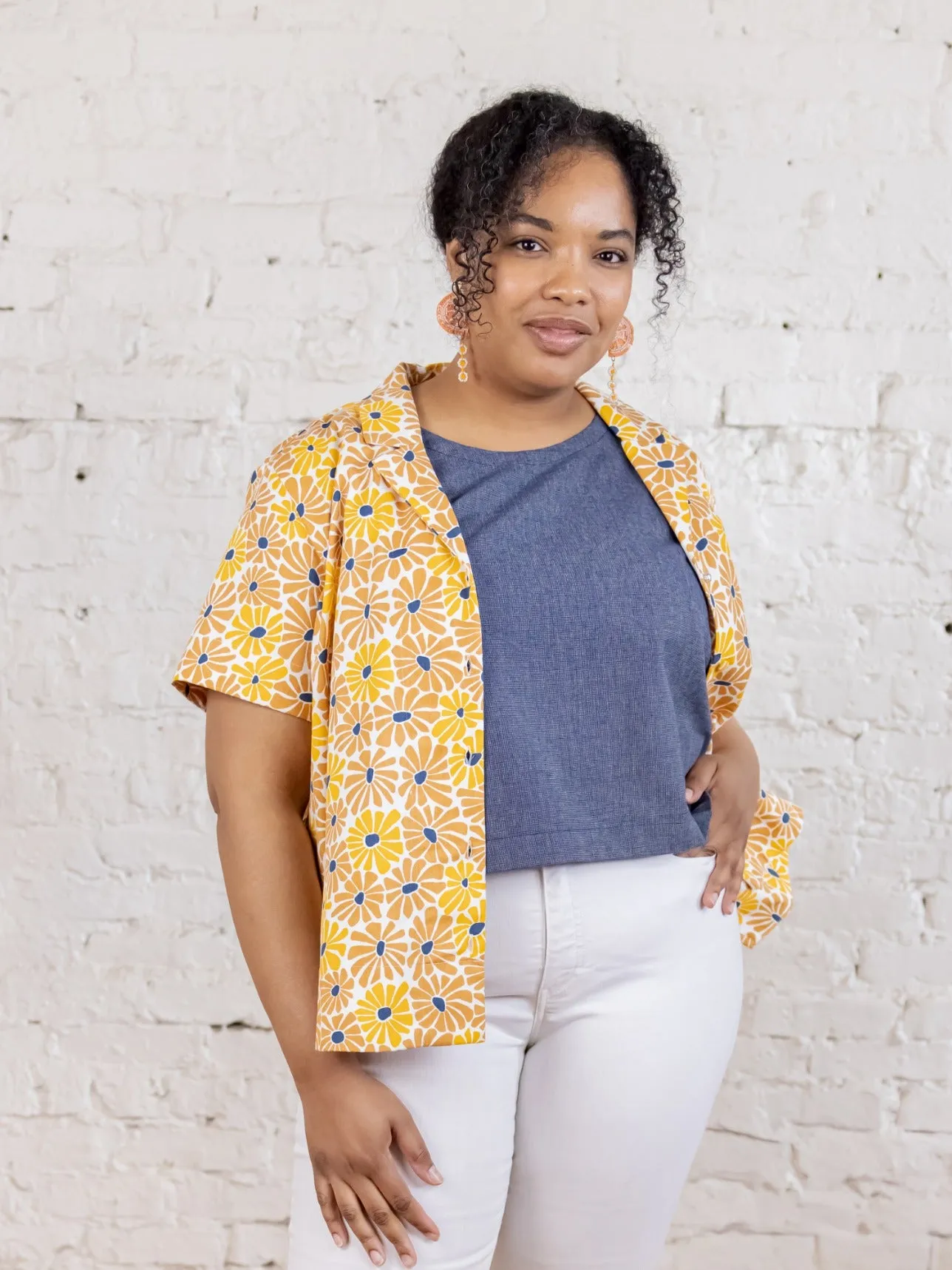 Camp Plus Size Shirt - Sunny Floral LowMaintenanceFabric