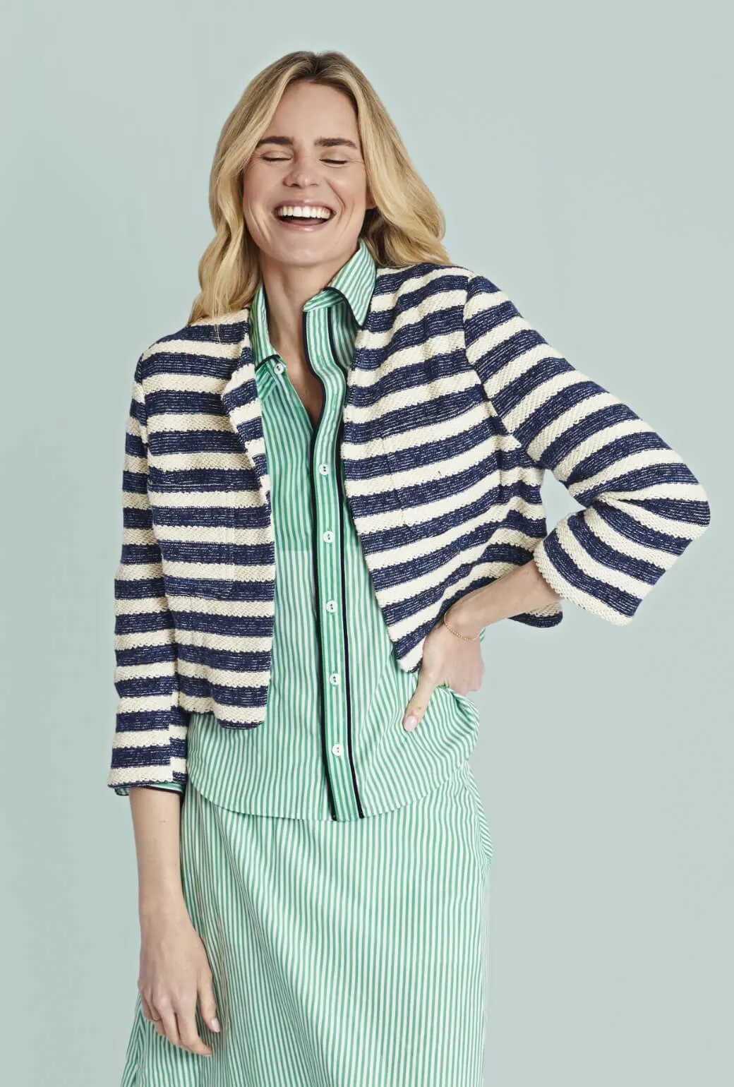 AthleticInspired Loose Tee Cardigan Blazer - Navy Rope