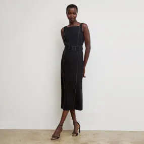 Carmela Streamline Dress - Everyday Crepe with Topstitch :: Black Reflective Accent Trim