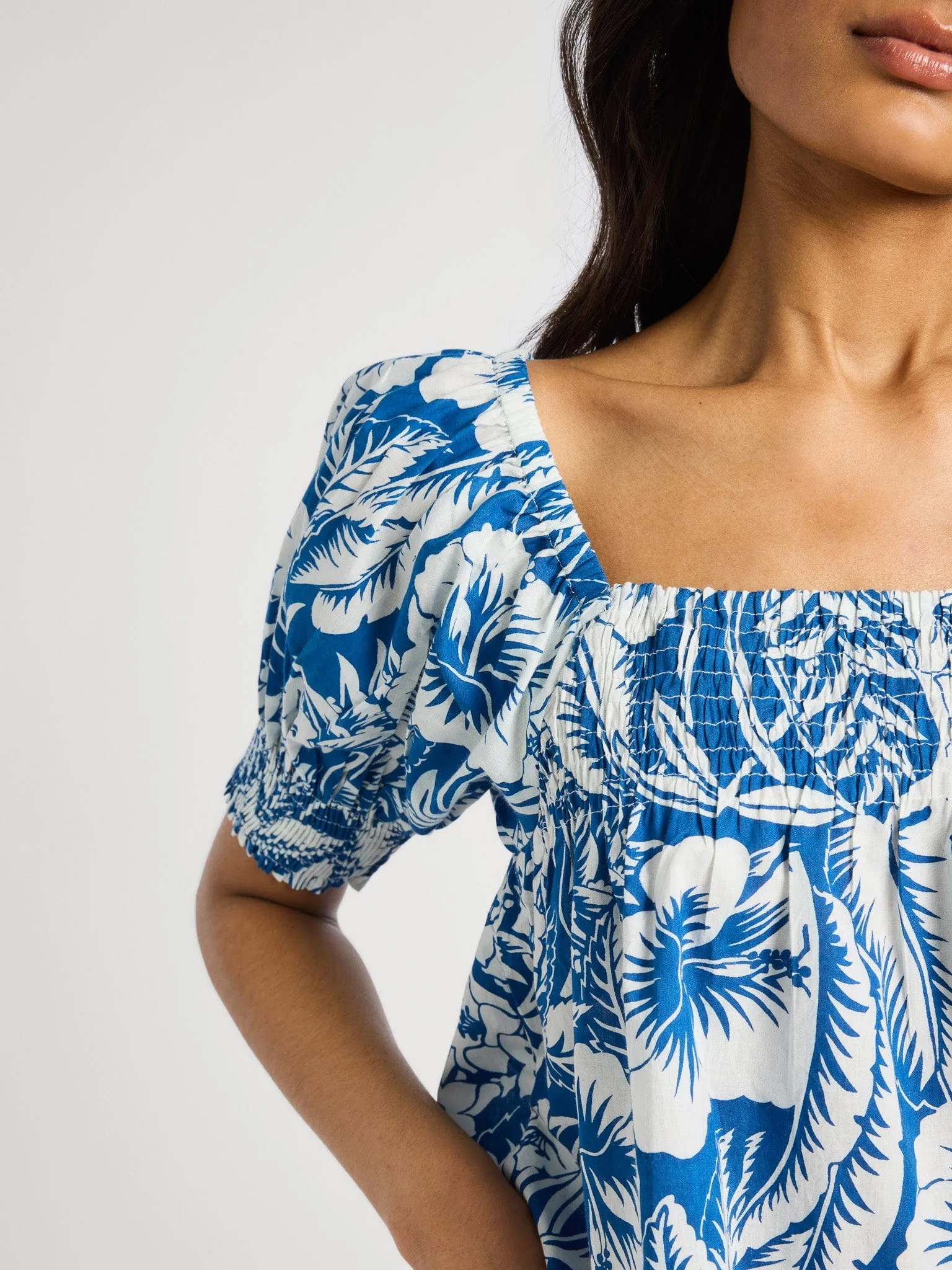 All Day Comfort Caro Top in Blue Hibiscus