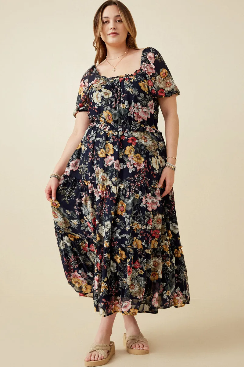 Balanced feel Beach Walk Floral Smocked Puff Sleeve Dress