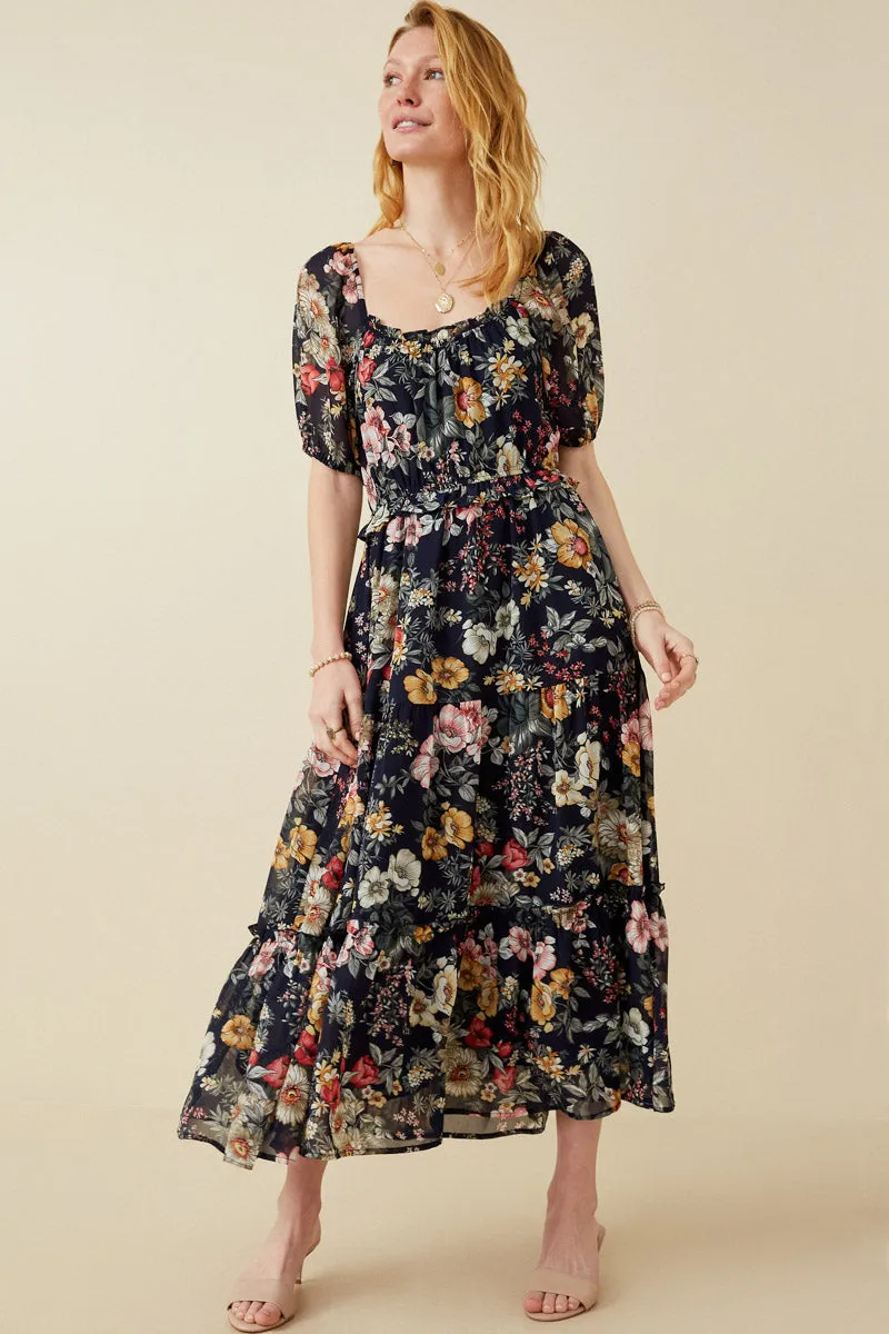 Boxy-Style Body Ease Floral Smocked Puff Sleeve Dress