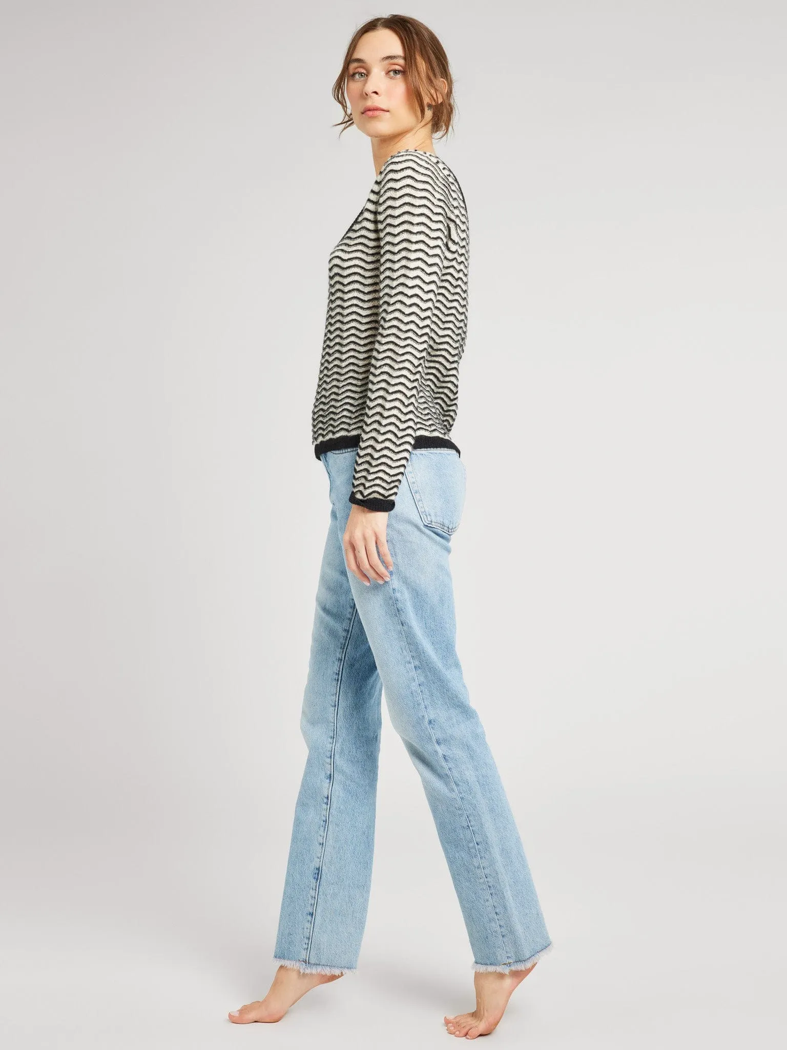 Catalina Pullover in Black & Ivory NoiseReduciting Zipper Comfortable clothing