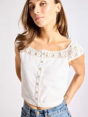 Catherine Top in White Linen SeamlessDesign