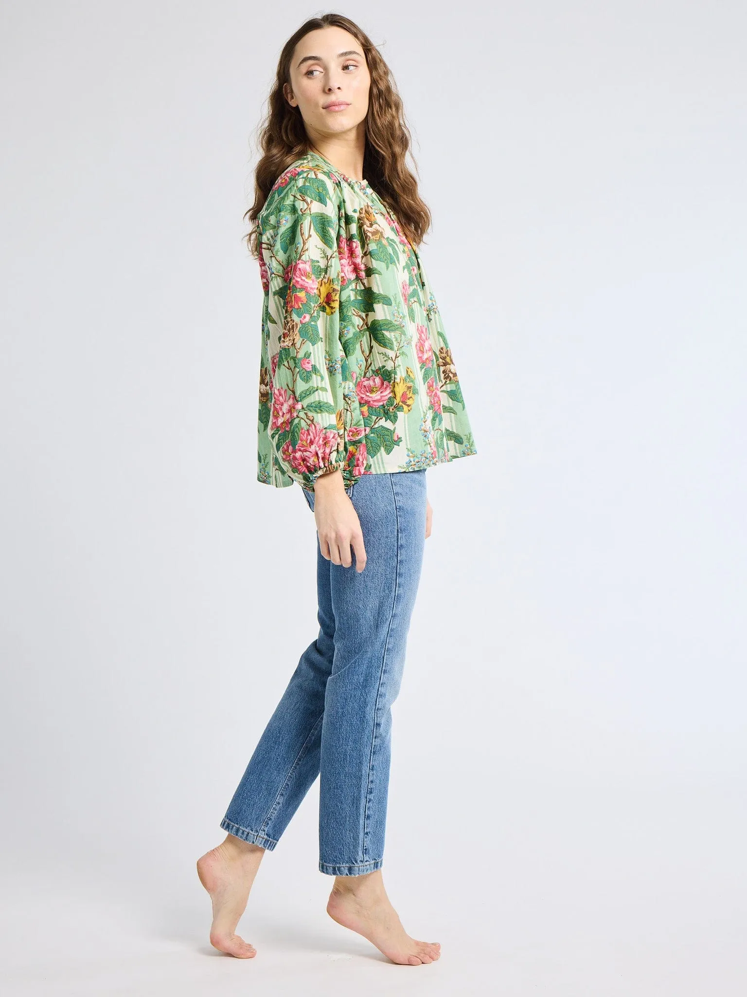 Cecily Top in Garden Stripe NonRestrictiveCollar