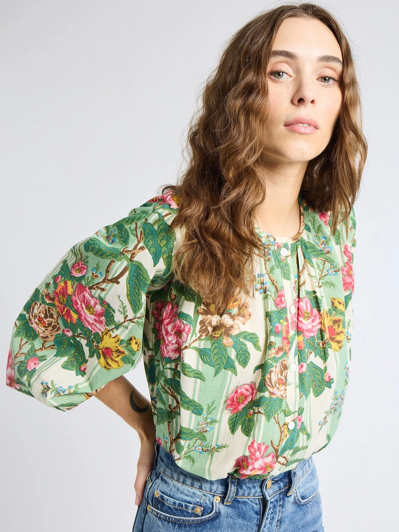 FadeResistant Dye Cecily Top in Garden Stripe