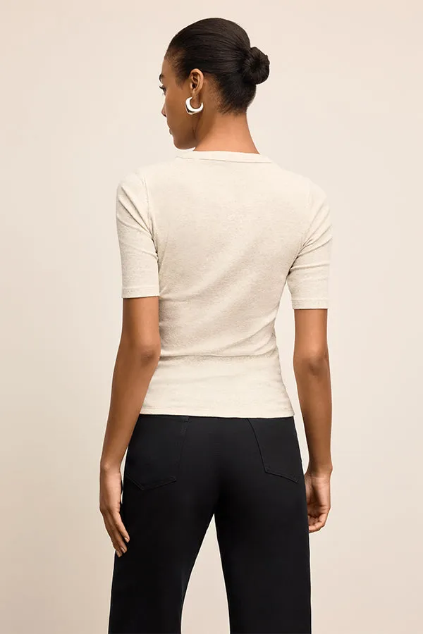 Chana Fitted T-Shirt - Organic Ribbed Pima Cotton :: Beige Melange Sustainable production Urban Smart