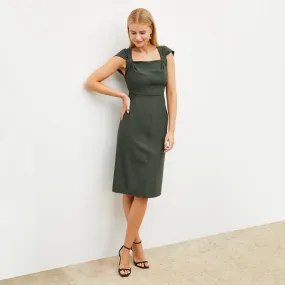 Charlene Dress - Stretch Crepe :: Dark Aloe Two Tone Texture Effect HiddenStoragePocket