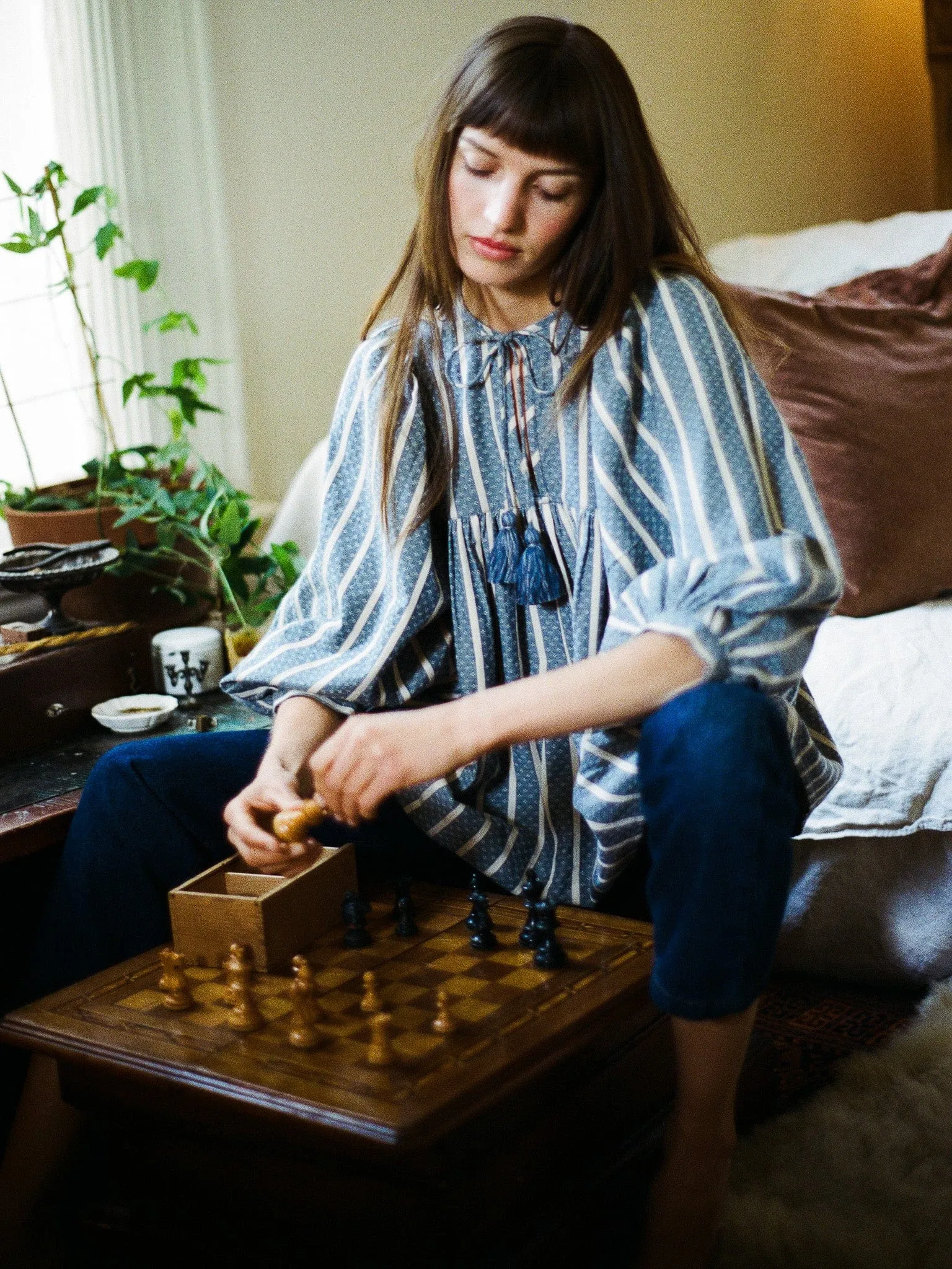 Charlie Top in Chambray Stripe DurableBlend Bonded Seam Construction