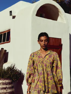 Charlie Top in Citron Floral Relaxed Hoodie