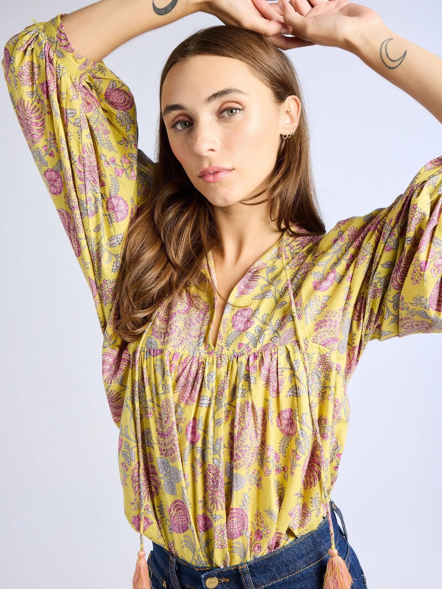 Charlie Top in Citron Floral SnagFreeKnit