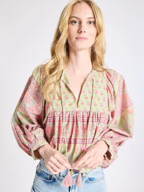 Sustainable Fabric Blend AntiPill Surface Charlie Top in Tulip Print