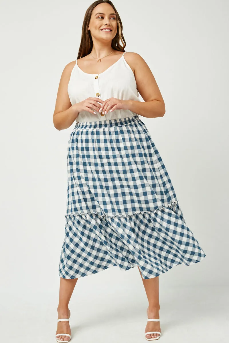 Checkered Ruffle Tiered Skirt Compact Packability