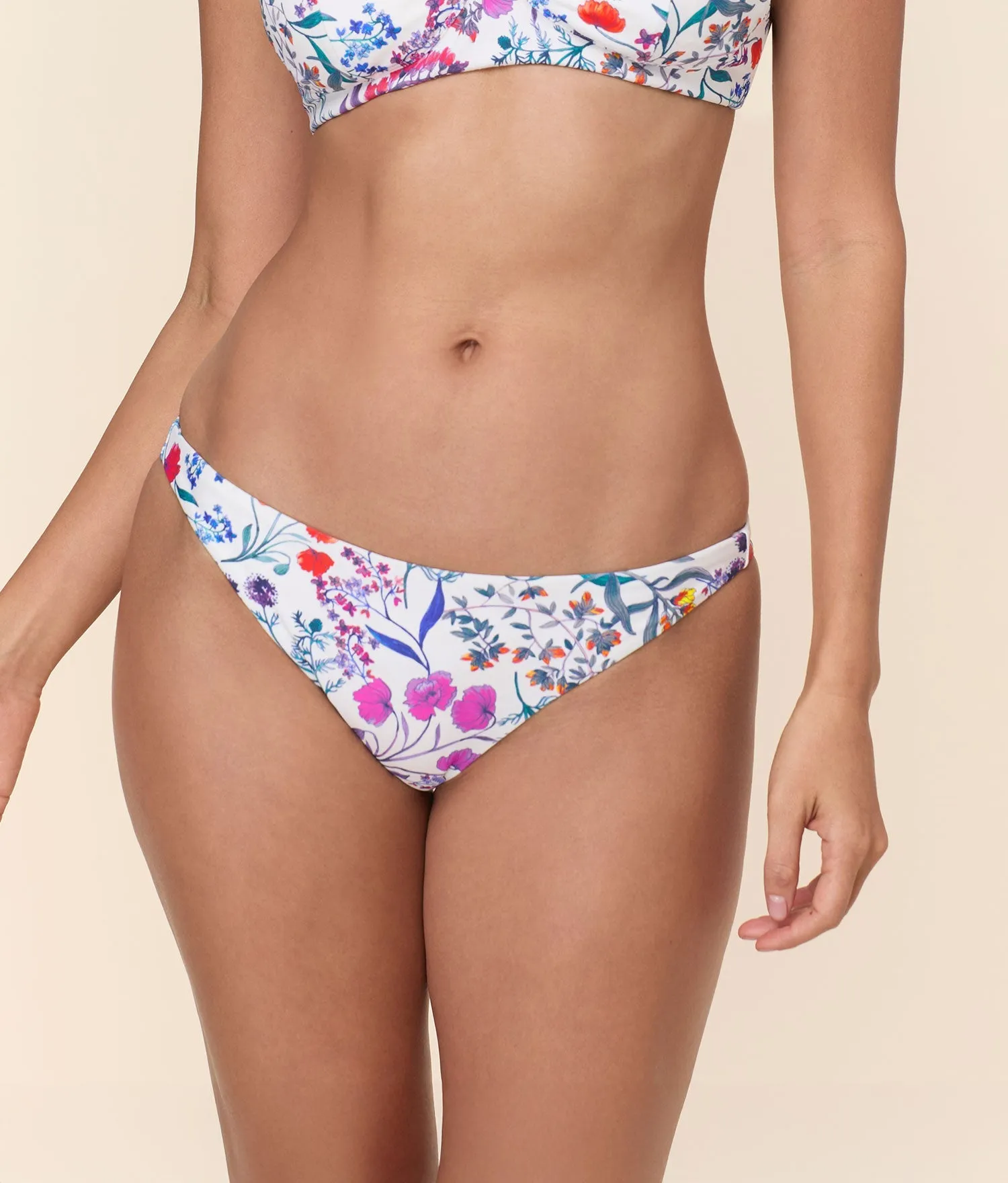 Multi Way Straps Cheeky Bikini Bottom - Eco Nylon - Botanical Floral