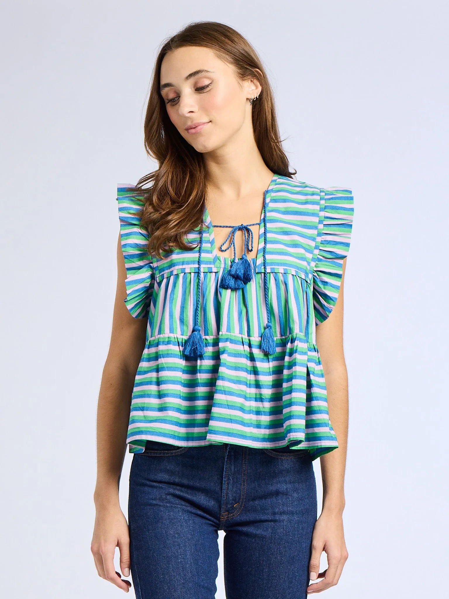 Comfortable Cut Chelsea Top in Printemps Stripe