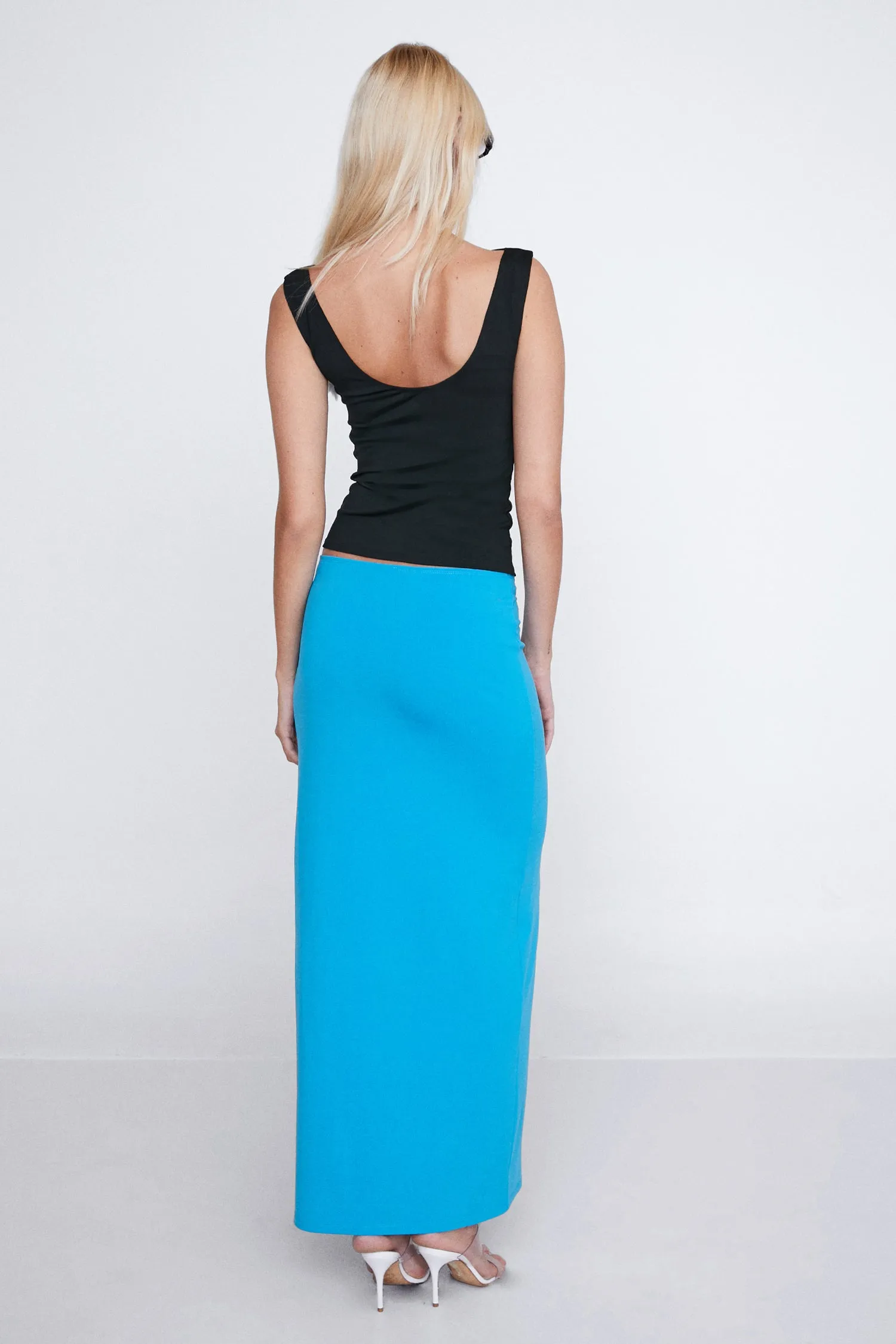Cozy Knit Bound Seam Edges CHIARA SKIRT - CERULEAN