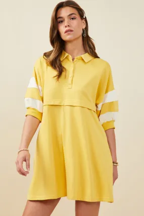 Womens Colorblock Sleeve Collared French Terry Dress Urban Look