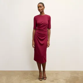 Ciela Dress - Italian Jersey :: Grenache Contrast Stitch Accent