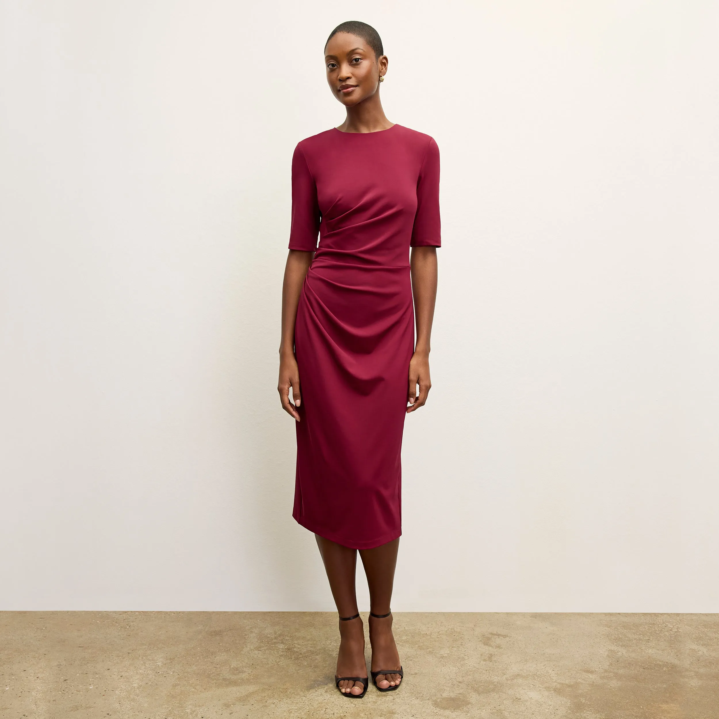 Double Needle Stitching YarnDyedFabric Sweat Proof Lining Ciela Dress - Italian Jersey :: Grenache