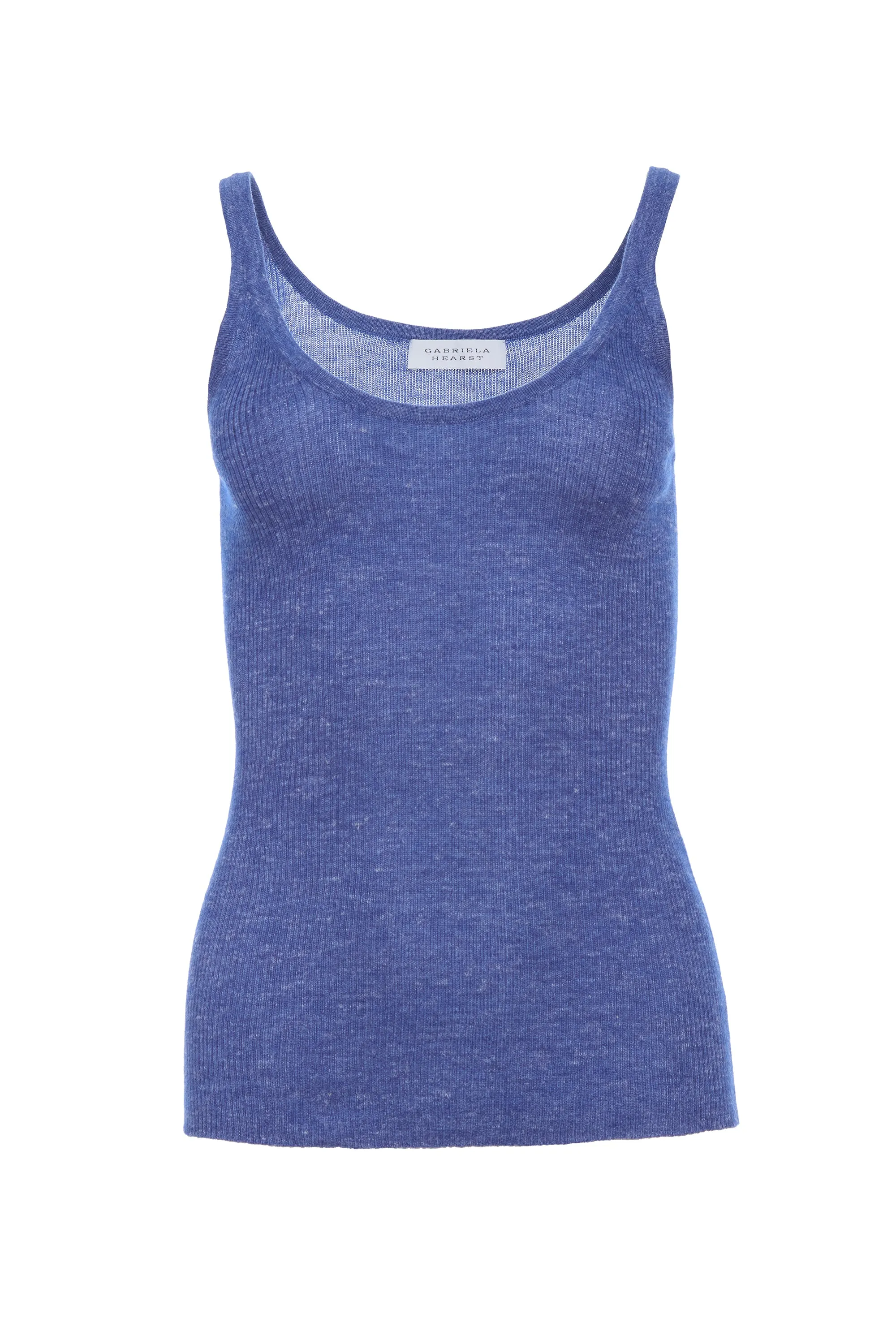 Cinxia Knit Tank Top in Cobalt Cashmere Silk with Hemp Breathable Linen Blend ThermalRegulating
