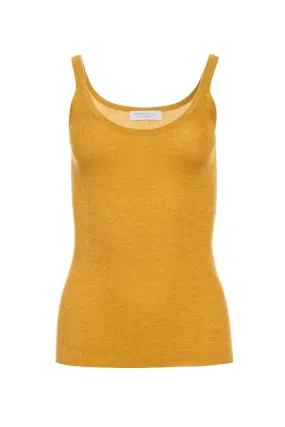 Cinxia Knit Tank Top in Golden Birch Cashmere Silk with Hemp stain resistant coating