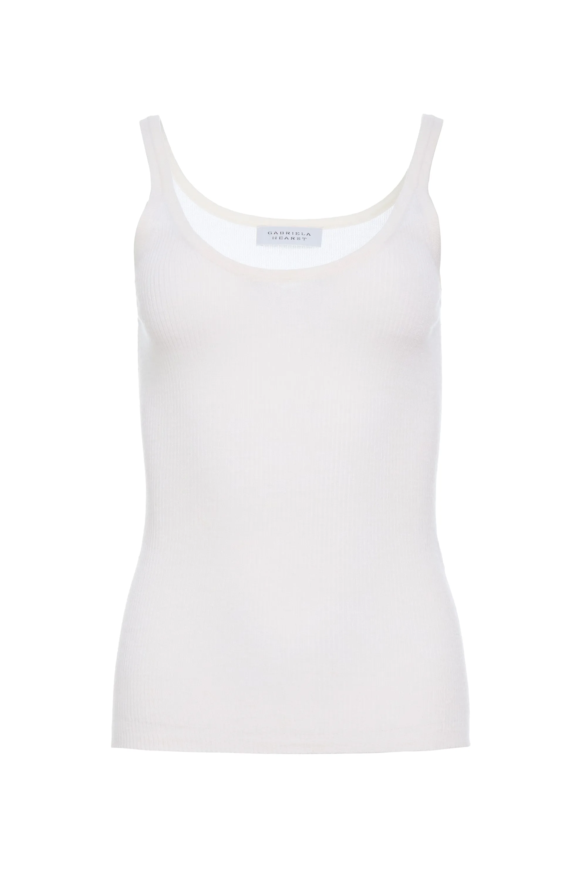 Cinxia Knit Tank Top in Ivory Cashmere Silk with Hemp Durable Reinforced Hem Raw Edge Detail