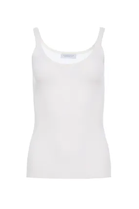 Cinxia Knit Tank Top in Ivory Cashmere Silk with Hemp Durable Reinforced Hem Raw Edge Detail