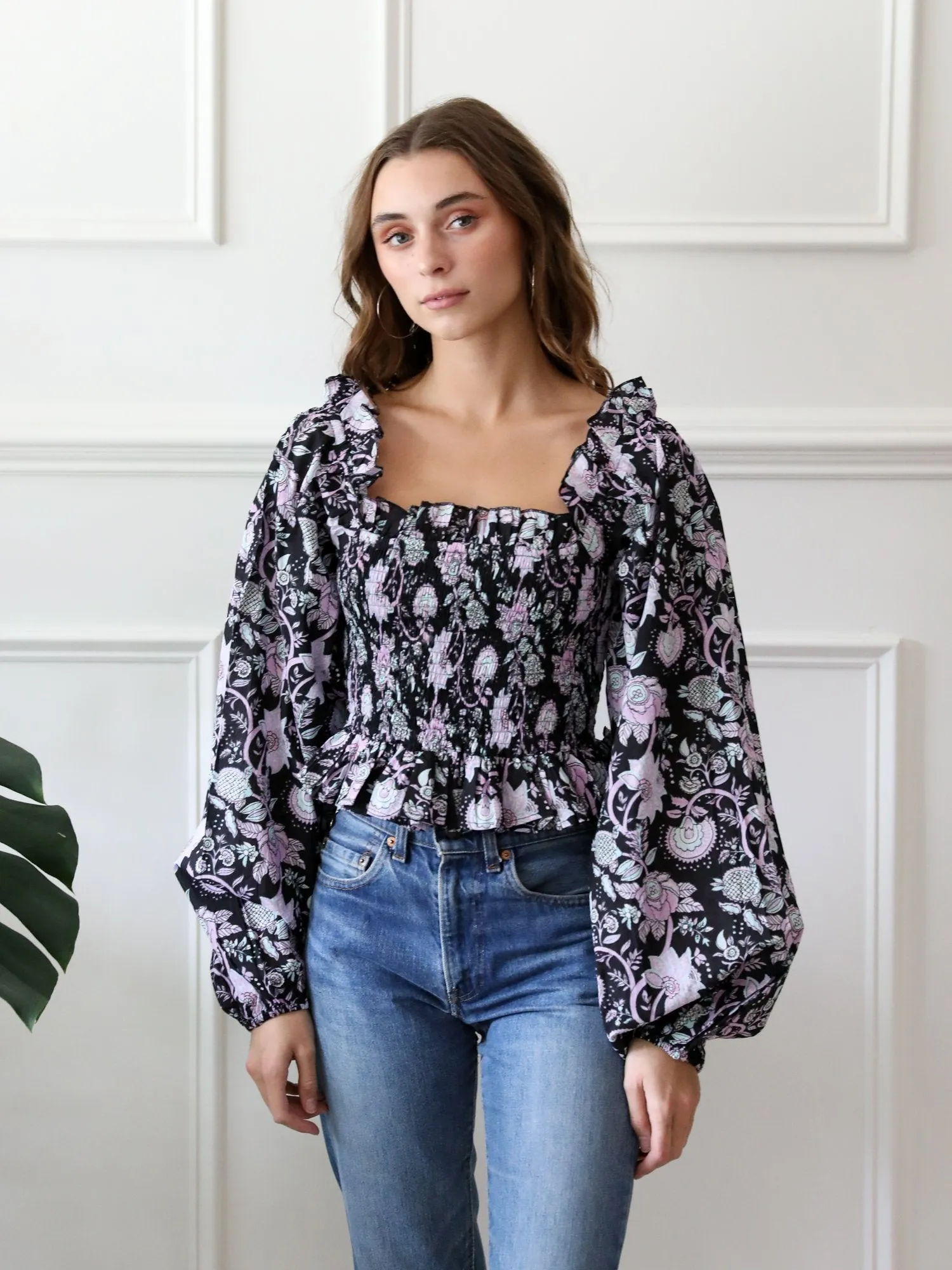 Circe Top in Tropical Night Fun Design