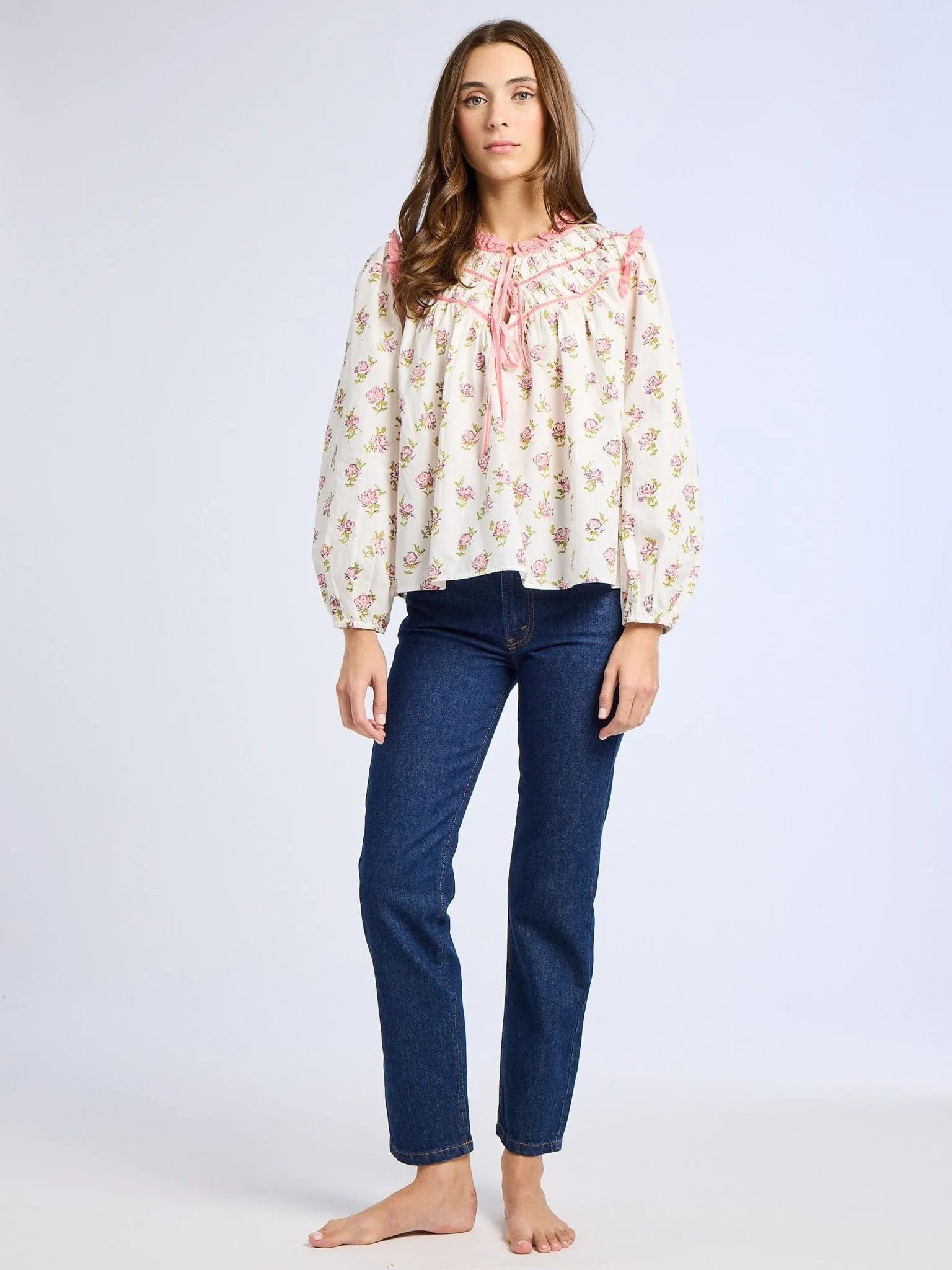 UltraSoft Lining Colette Top in Rose Block Print