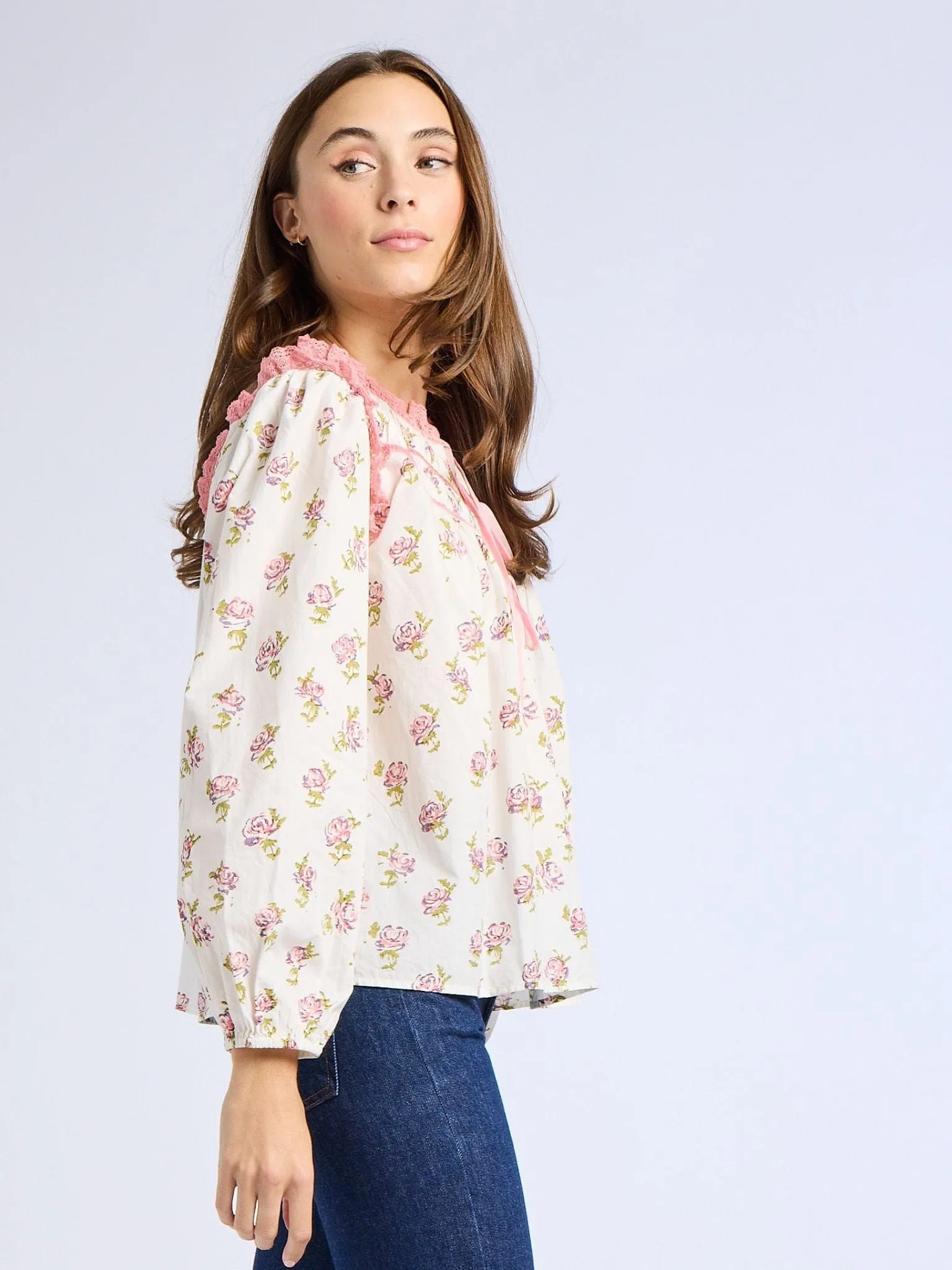 SoftTouchFinish Colette Top in Rose Block Print