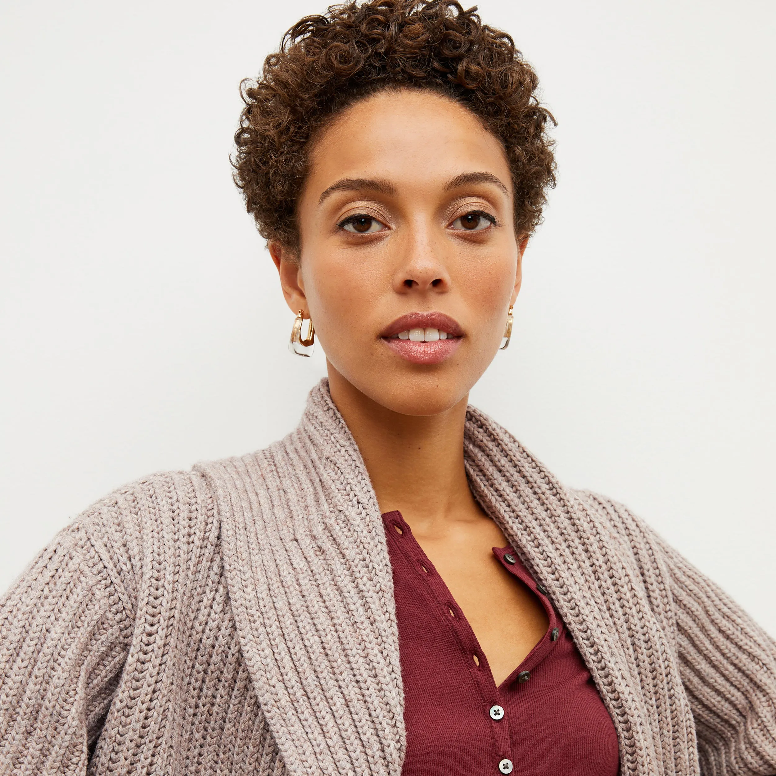 Remington Henley - Ribbed Pima Cotton :: Cranberry Long Sleeve Tee High Neck Design