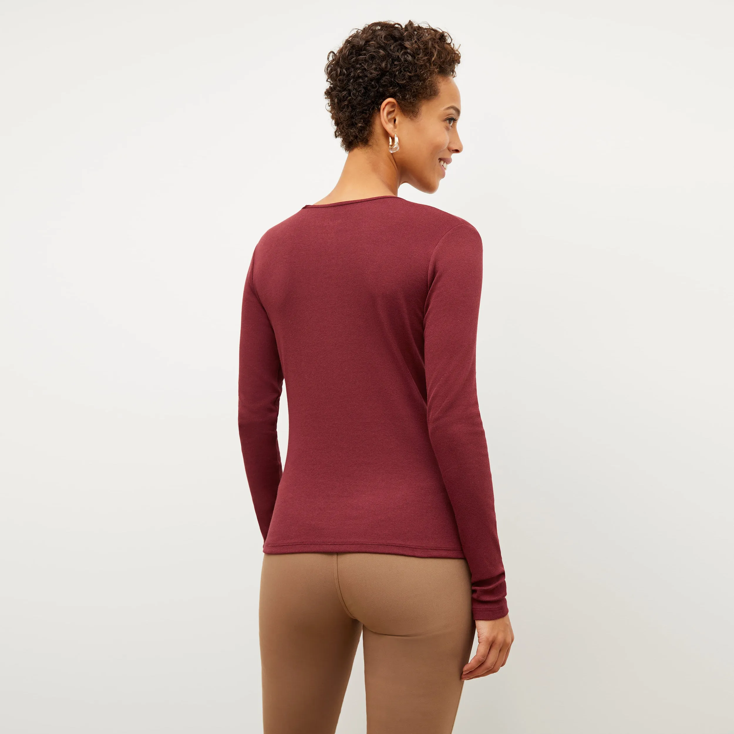 Remington Henley - Ribbed Pima Cotton :: Cranberry Durable Overlock Stitch Eco Dye Process