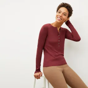 Ultra Soft Texture Remington Henley - Ribbed Pima Cotton :: Cranberry