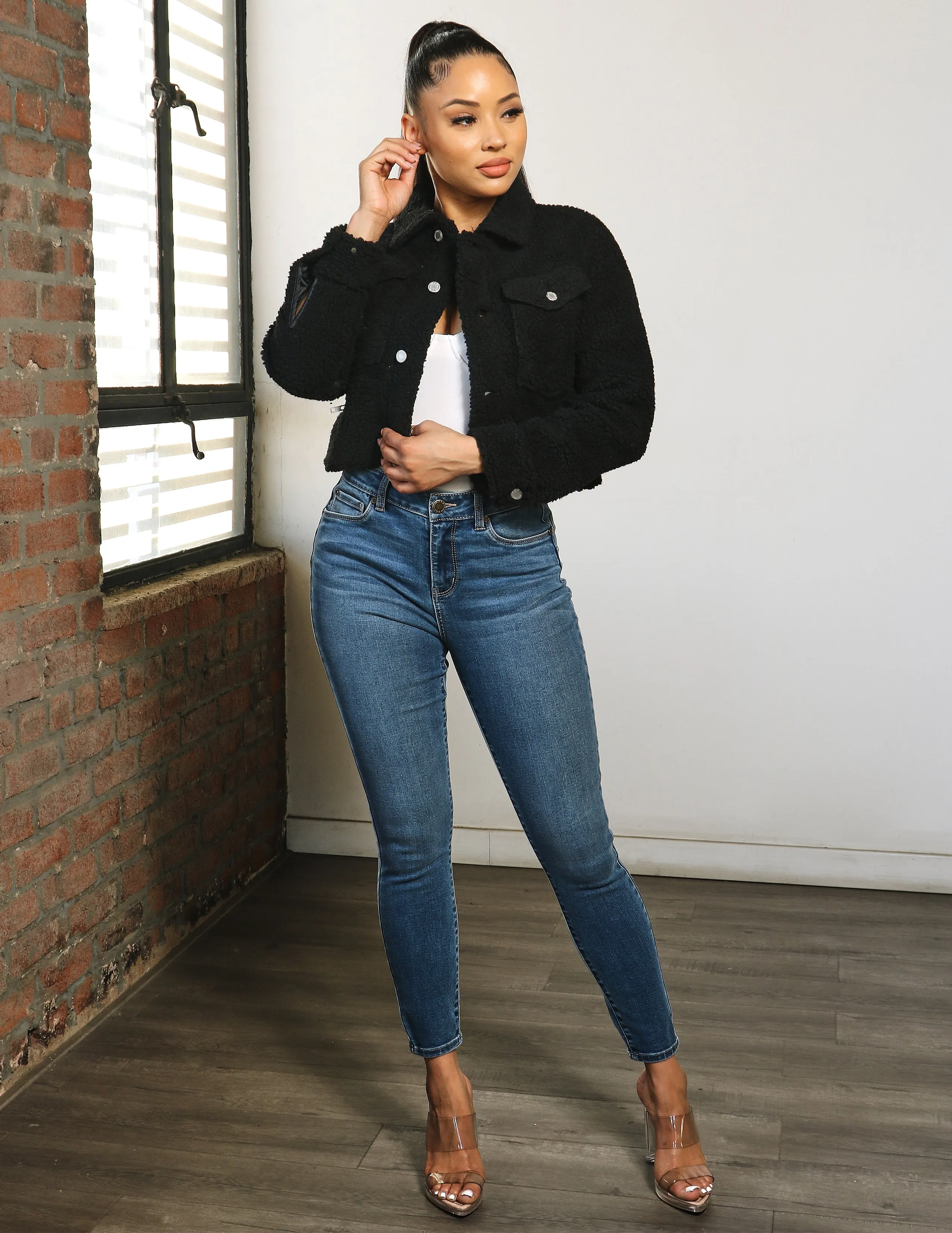 Flexible Shoulder Gussets All Over Sherpa Jacket