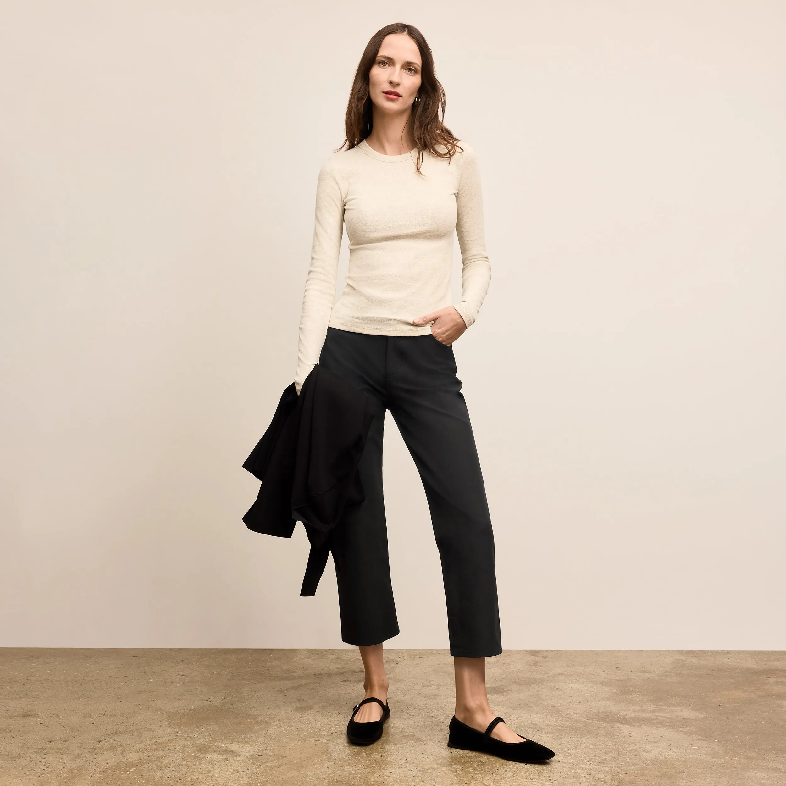 Easy-to-Style Top Valentine's Day Malley Fitted Tee - Organic Ribbed Pima Cotton :: Beige Melange