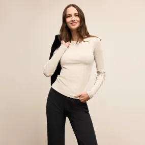 Thermoregulating Fabric Malley Fitted Tee - Organic Ribbed Pima Cotton :: Beige Melange