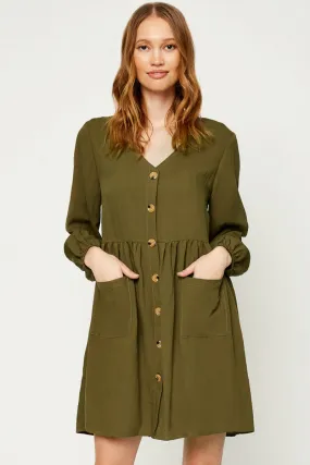 Casual Feel Button Down Pocketed Dress