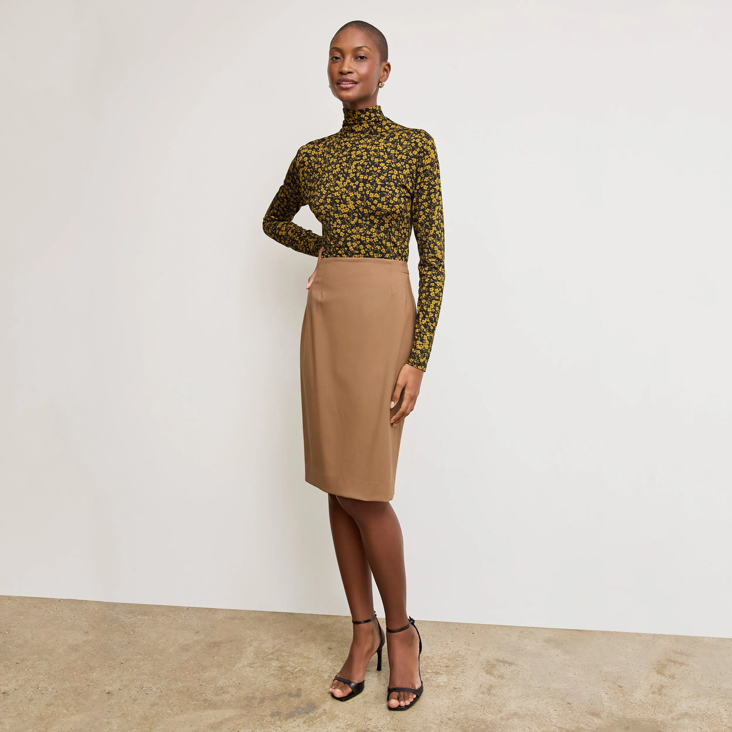 Cobble Hill Skirt - Washable Wool Twill :: Camel CompactPackableDesign HypoallergenicFabric Grid Back Panel