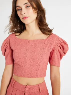 Coco Top in Rosewood Eyelet Hypoallergenic Inner Layer DurableBlend