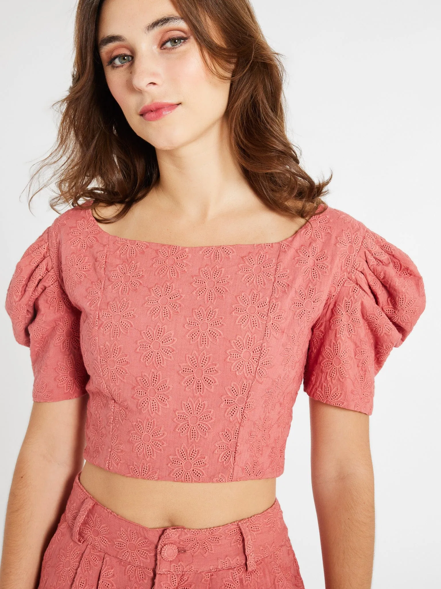 Coco Top in Rosewood Eyelet Hypoallergenic Inner Layer DurableBlend