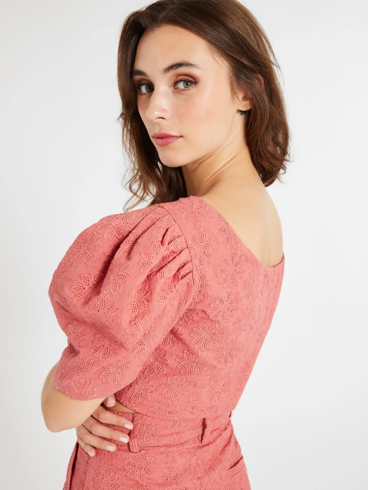 MinimalistAesthetic Coco Top in Rosewood Eyelet