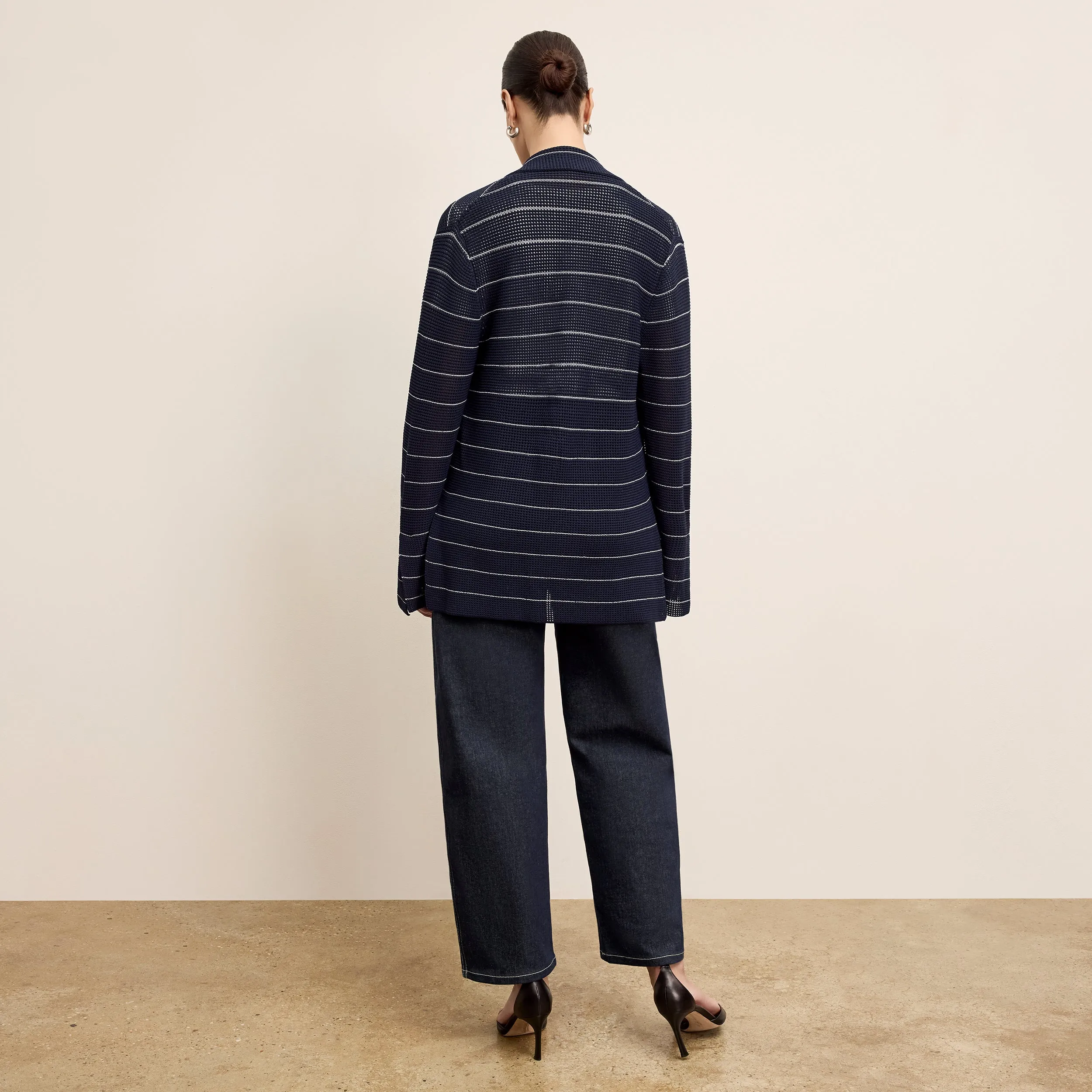 High Elasticity Cody Boyfriend Jardigan - Dot Jardigan Knit :: Dark Navy/Ivory