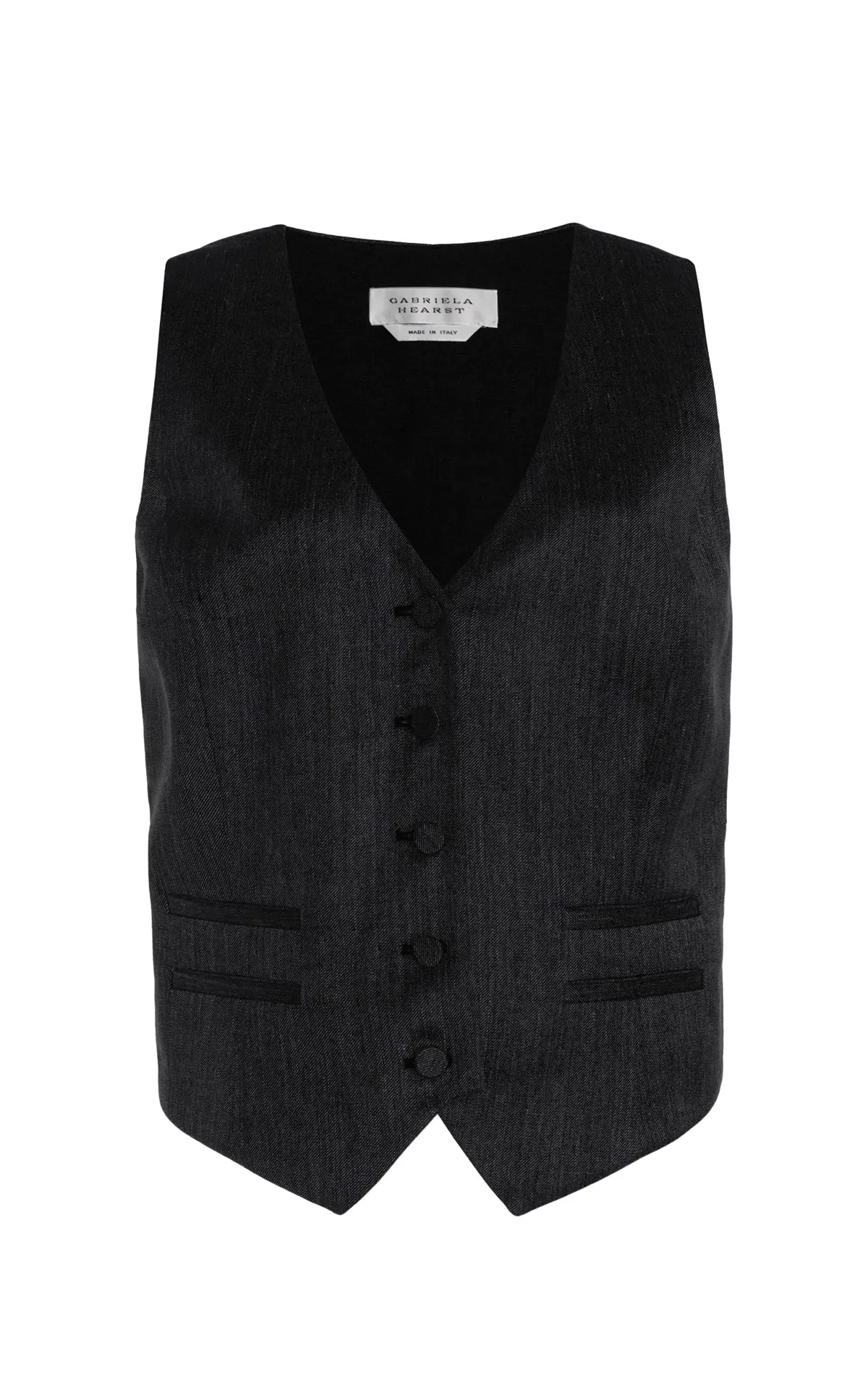 Coleridge Vest in Black Virgin Wool Silk with Linen Warm Hoodie High Stretch Fabric