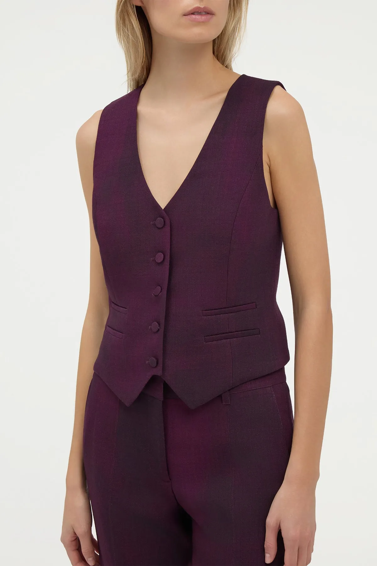 Loose Blouse Coleridge Vest in Bordeaux Virgin Wool