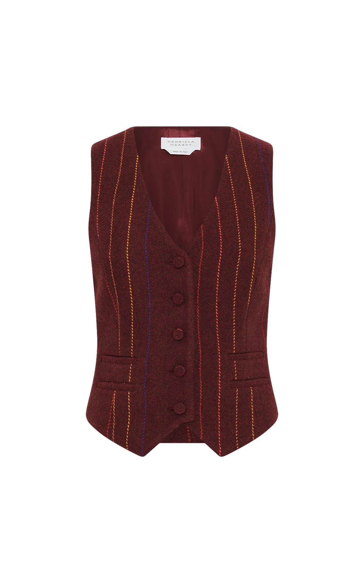AthleisureReady Everyday Jacket Coleridge Vest in Burnt Sienna Multi Pinstripe Wool Cashmere