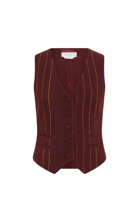 AthleisureReady Everyday Jacket Coleridge Vest in Burnt Sienna Multi Pinstripe Wool Cashmere