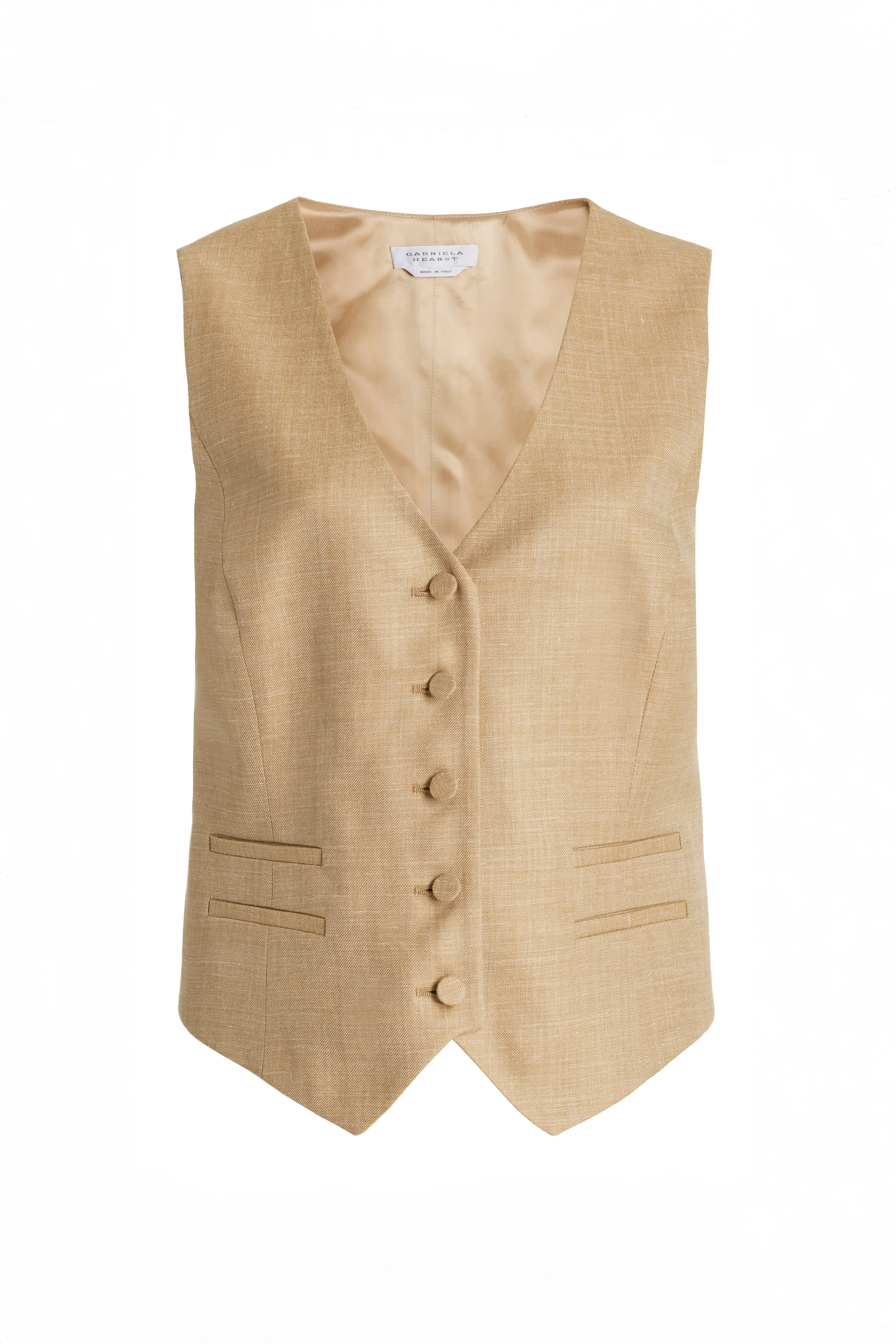 Summer Blouse Coleridge Vest in Hay Virgin Wool and Silk Linen