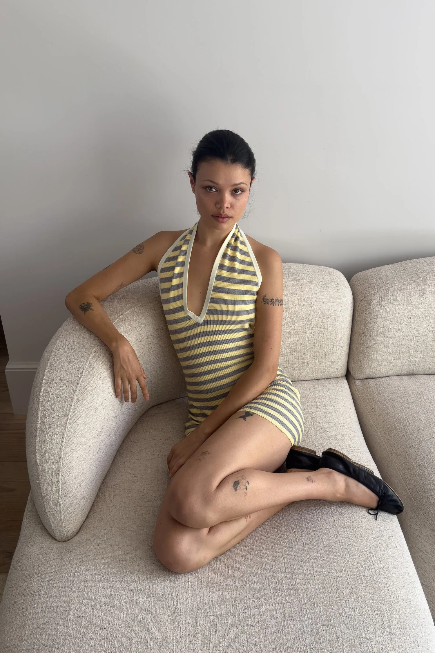 COLETTE BODYSUIT - BUTTER STRIPE Quick Dry Blend