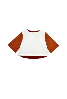 Snag Free Fabric Color Block Box Top- Rust